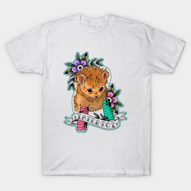 Tater Tot Cat Churn T-Shirt by shieldjohan